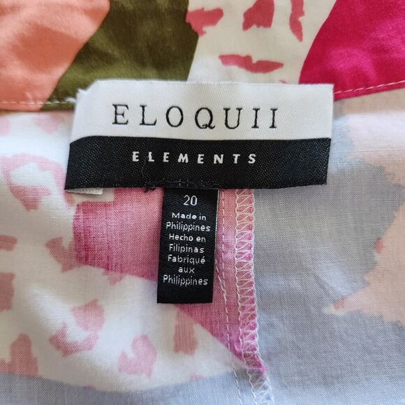 Eloquii Elements Painted Heart Multi Color Blouse gathered long sleeves‎ size 20 - Picture 5 of 7